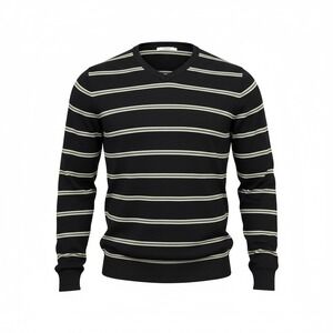 Jordan Craig Vintage Y2K Black Stripe V-Neck‎ Sweater XL New with Tags
